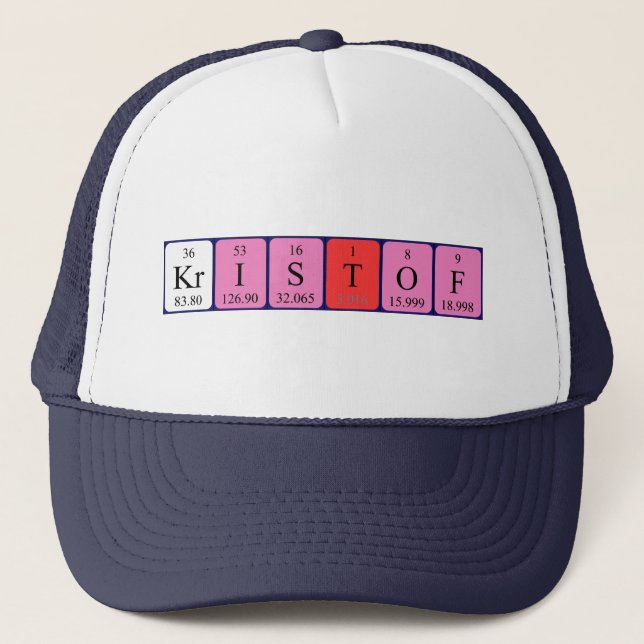 Gorra de nombres de tabla periódica de Kristof (Anverso)