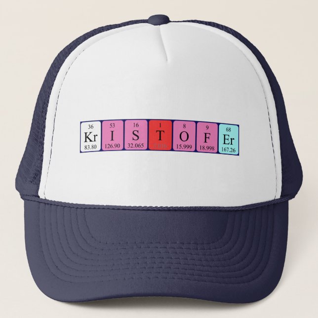 Gorra de nombres de tabla periódica de Kristofer (Anverso)
