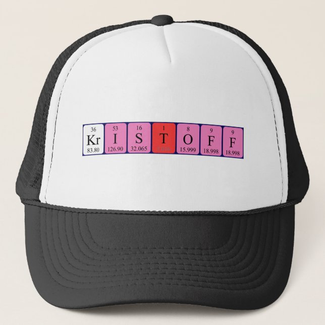 Gorra de nombres de tabla periódica de Kristoff (Anverso)