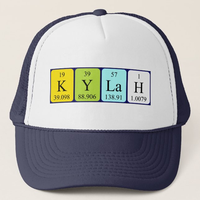 Gorra de nombres de tabla periódica de Kylah (Anverso)