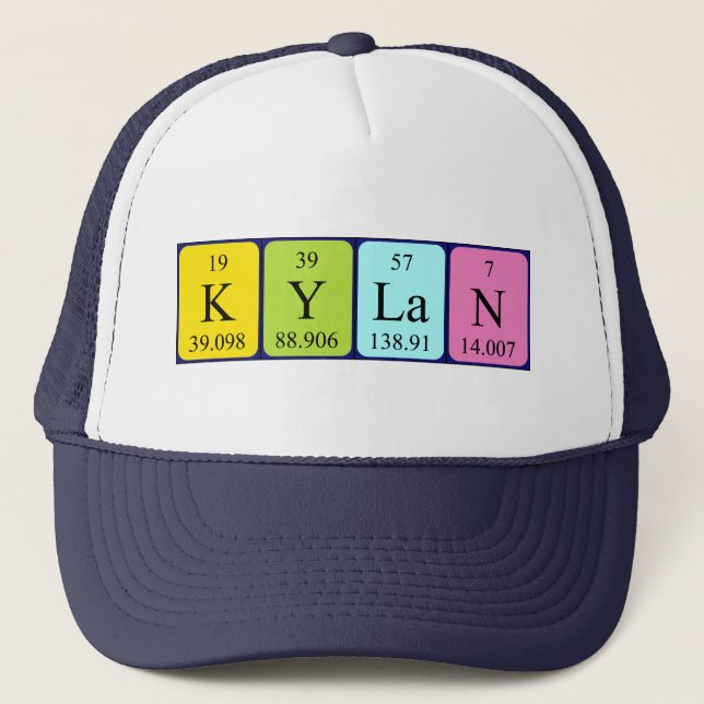 Gorra de nombres de tabla periódica de Kylan (Anverso)