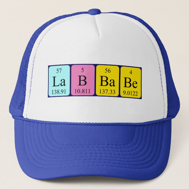 Gorra de nombres de tabla periódica de Lab Babe (Anverso)