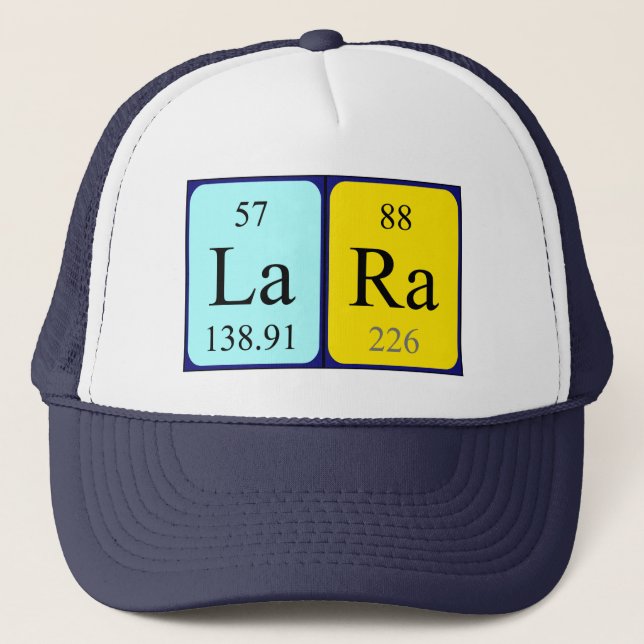 Gorra de nombres de tabla periódica de Lara (Anverso)