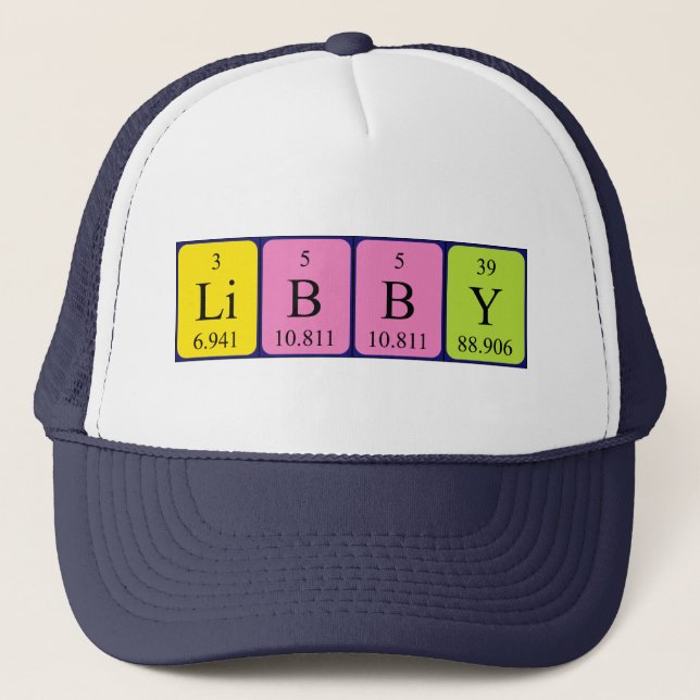 Gorra de nombres de tabla periódica de Libby (Anverso)