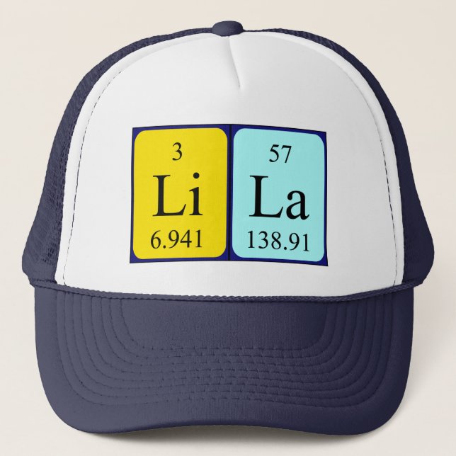 Gorra de nombres de tabla periódica de Lila (Anverso)