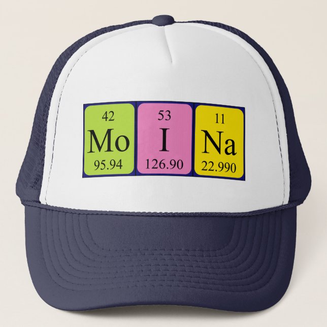 Gorra de nombres de tabla periódica de Moina (Anverso)