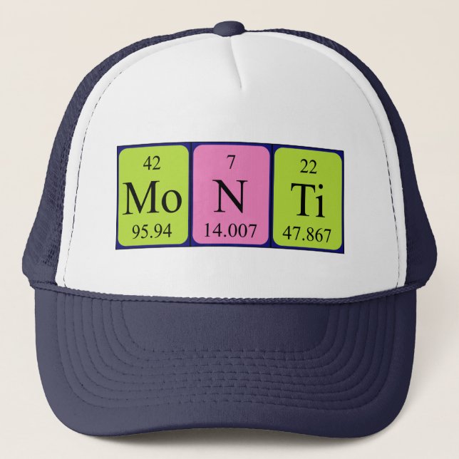 Gorra de nombres de tabla periódica de Monti (Anverso)