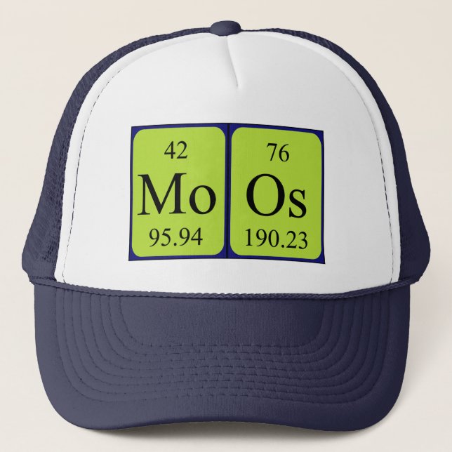 Gorra de nombres de tabla periódica de Moos (Anverso)