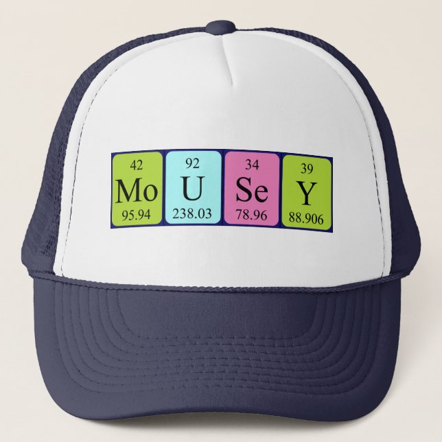 Gorra de nombres de tabla periódica de Mousey (Anverso)