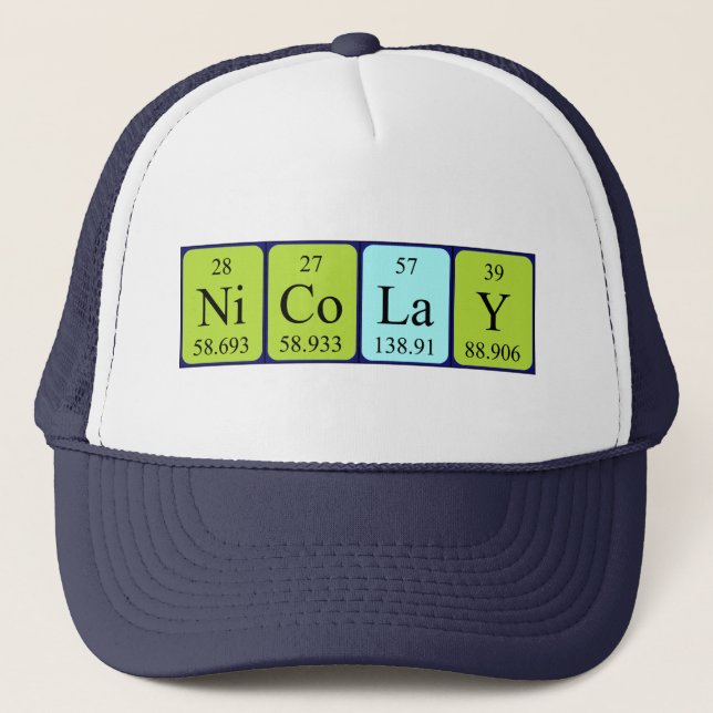 Gorra de nombres de tabla periódica de Nicolay (Anverso)