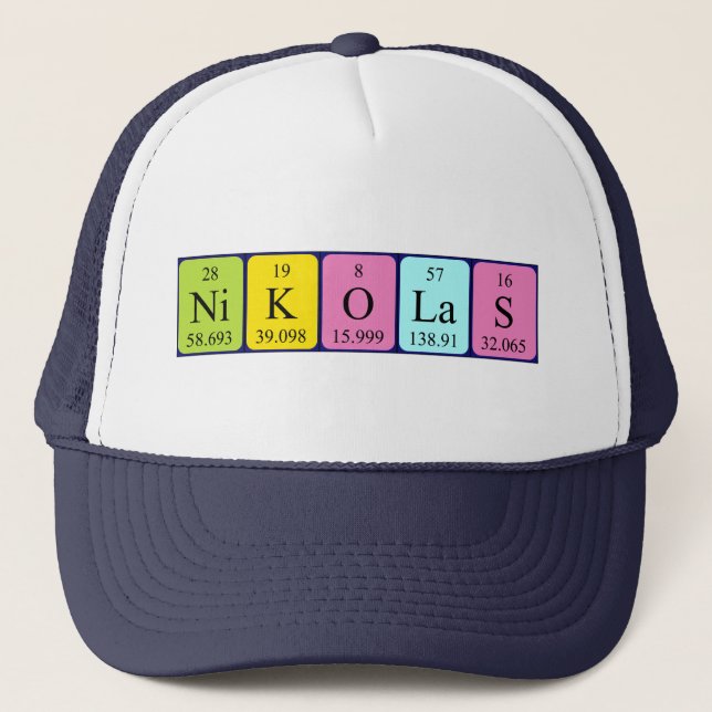 Gorra de nombres de tabla periódica de Nikolas (Anverso)