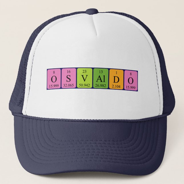 Gorra de nombres de tabla periódica de Osvaldo (Anverso)