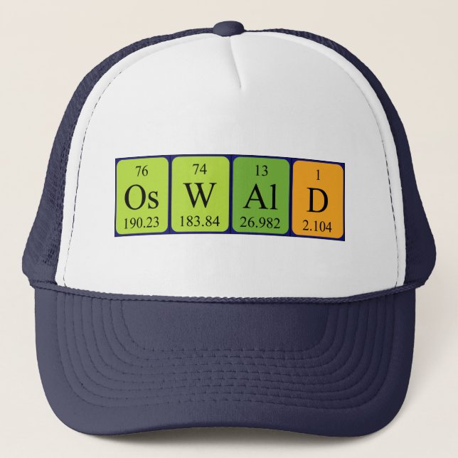Gorra de nombres de tabla periódica de Oswald (Anverso)