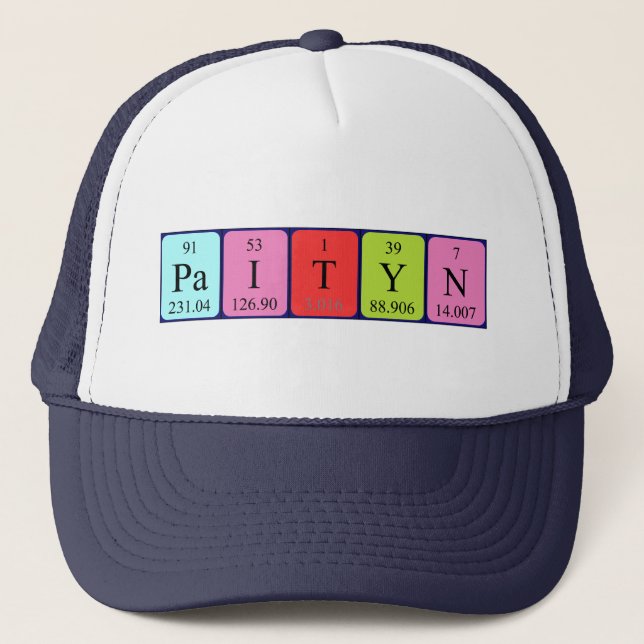 Gorra de nombres de tabla periódica de Paityn (Anverso)