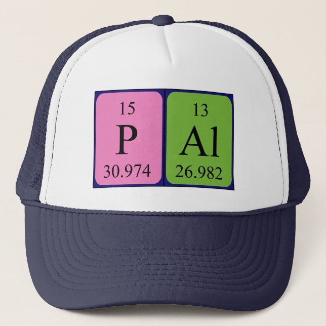 Gorra de nombres de tabla periódica de Pál (Anverso)