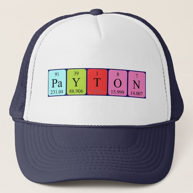 Gorra de nombres de tabla periódica de Payton (Anverso)