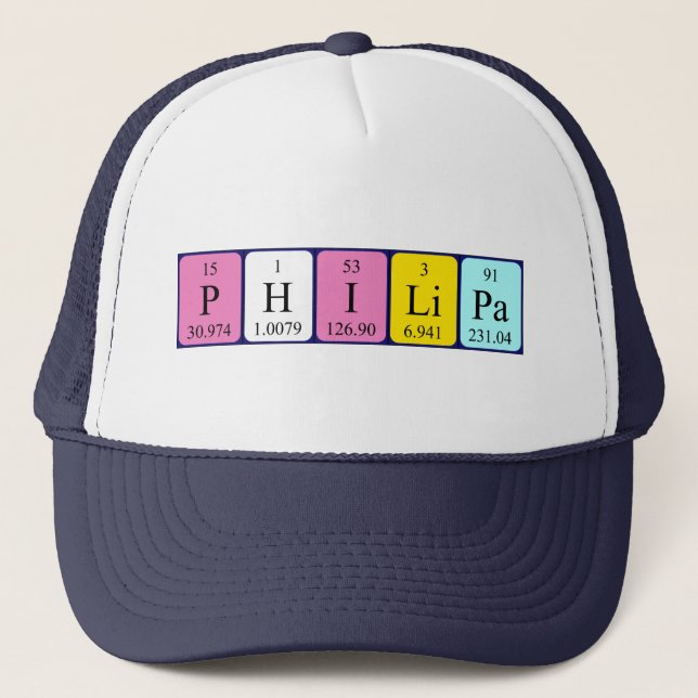 Gorra de nombres de tabla periódica de Philipa (Anverso)