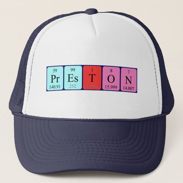 Gorra de nombres de tabla periódica de Preston (Anverso)