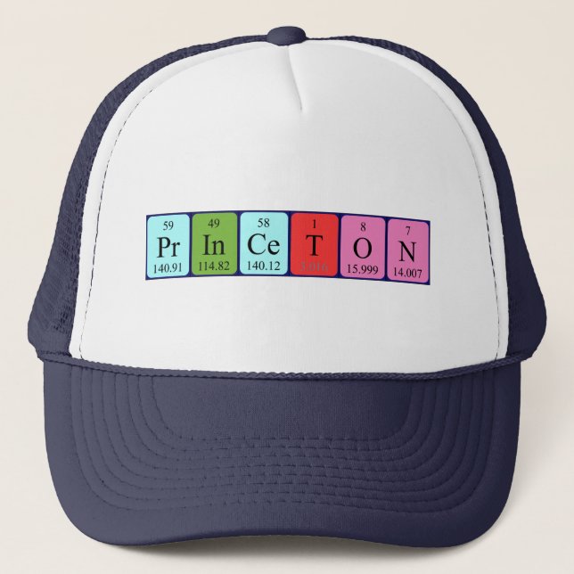 Gorra de nombres de tabla periódica de Princeton (Anverso)
