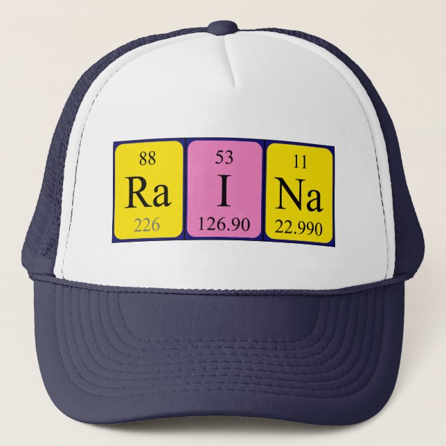 Gorra de nombres de tabla periódica de Raina (Anverso)
