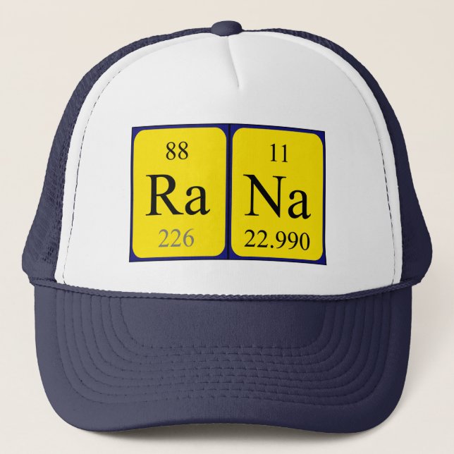 Gorra de nombres de tabla periódica de Rana (Anverso)