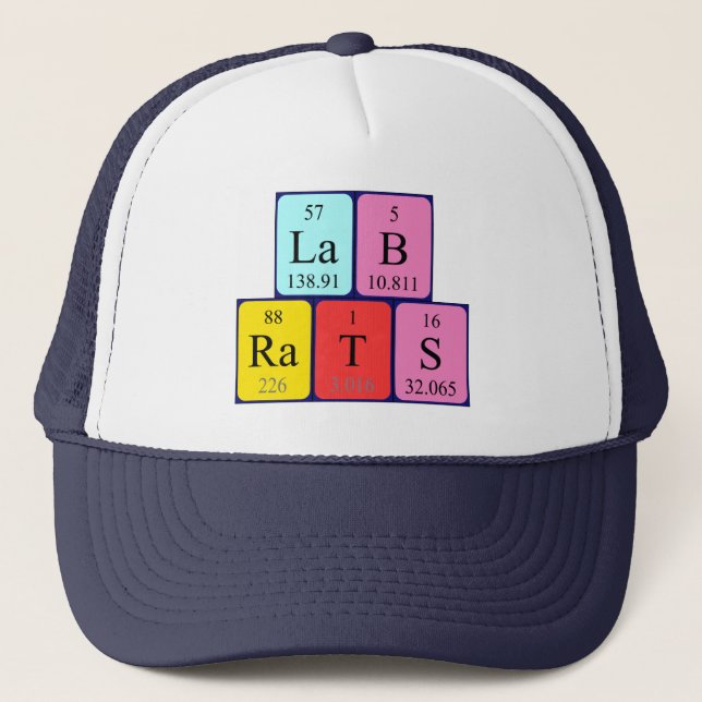 Gorra de nombres de tabla periódica de Rats de lab (Anverso)