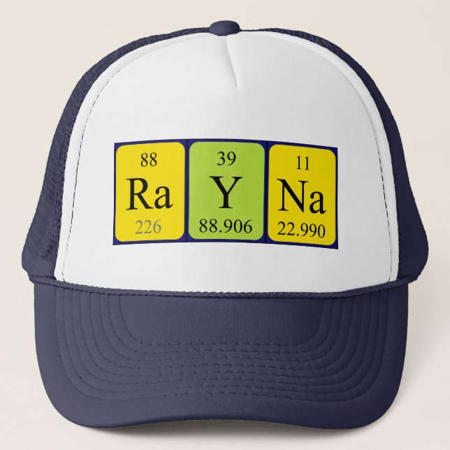 Gorra de nombres de tabla periódica de Rayna (Anverso)