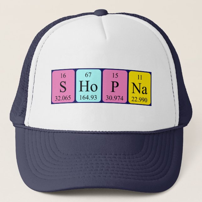 Gorra de nombres de tabla periódica de Shopna (Anverso)