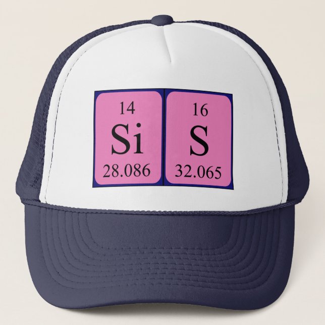 Gorra de nombres de tabla periódica de Sis (Anverso)