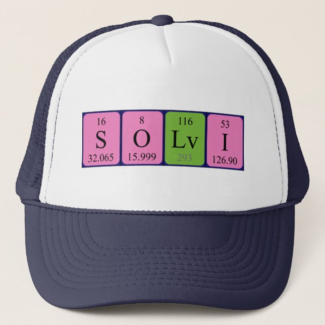 Gorra de nombres de tabla periódica de Sölvi (Anverso)