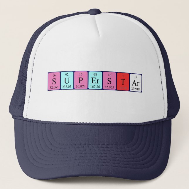 Gorra de nombres de tabla periódica de superestrel (Anverso)