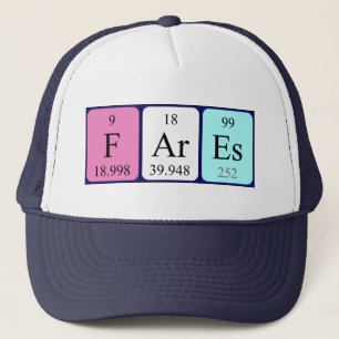 Gorra de nombres de tabla periódica de tarifas