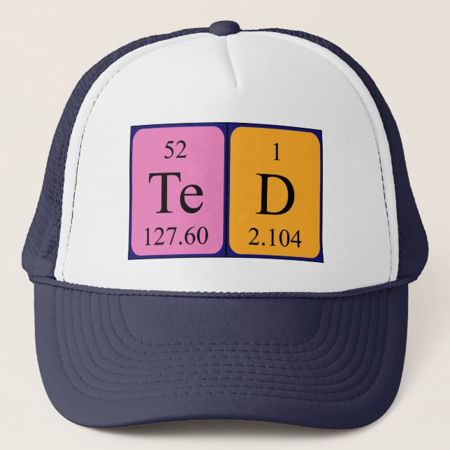 Gorra de nombres de tabla periódica de Ted (Anverso)