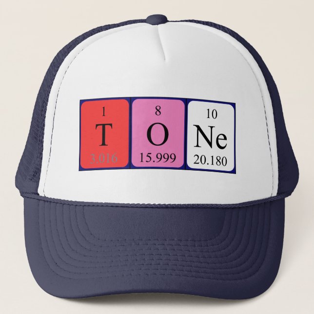 Gorra de nombres de tabla periódica de tonos (Anverso)