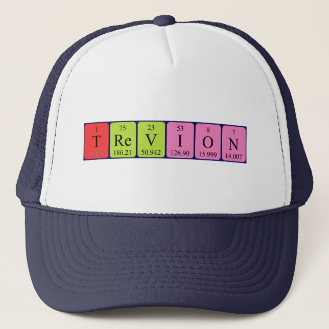 Gorra de nombres de tabla periódica de Trevion (Anverso)