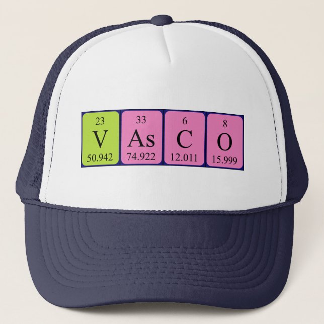 Gorra de nombres de tabla periódica de Vasco (Anverso)