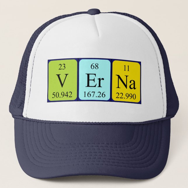 Gorra de nombres de tabla periódica de Verna (Anverso)