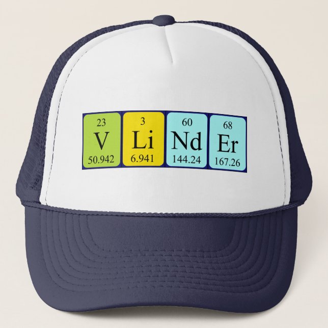 Gorra de nombres de tabla periódica de Vlinder (Anverso)