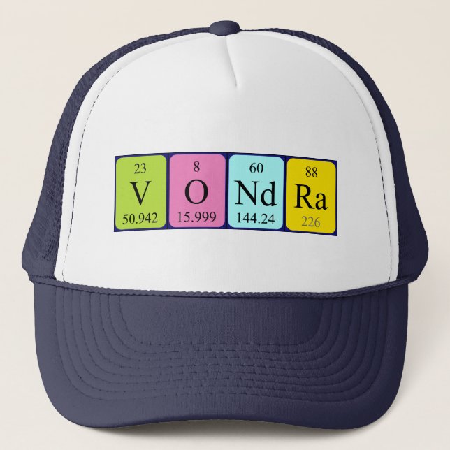 Gorra de nombres de tabla periódica de Vondra (Anverso)