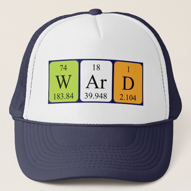 Gorra de nombres de tabla periódica de Ward (Anverso)