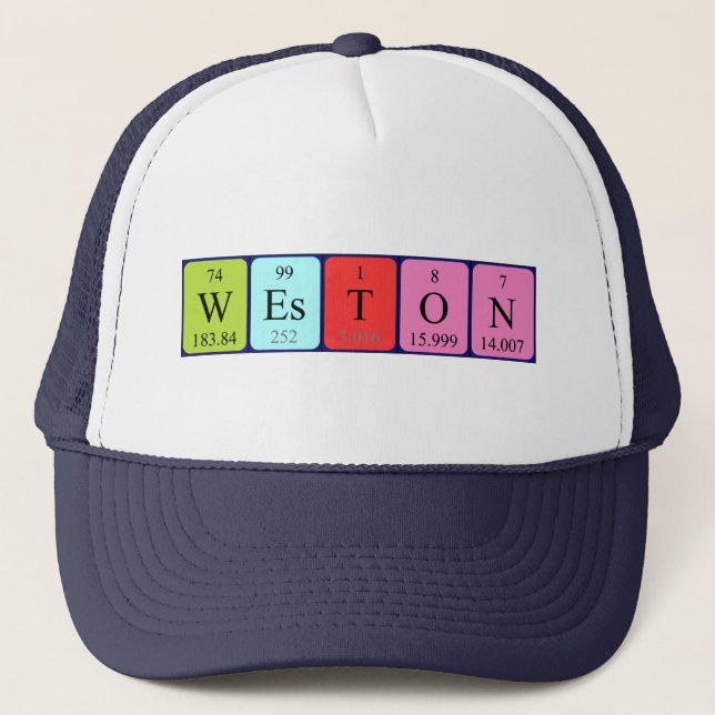 Gorra de nombres de tabla periódica de Weston (Anverso)