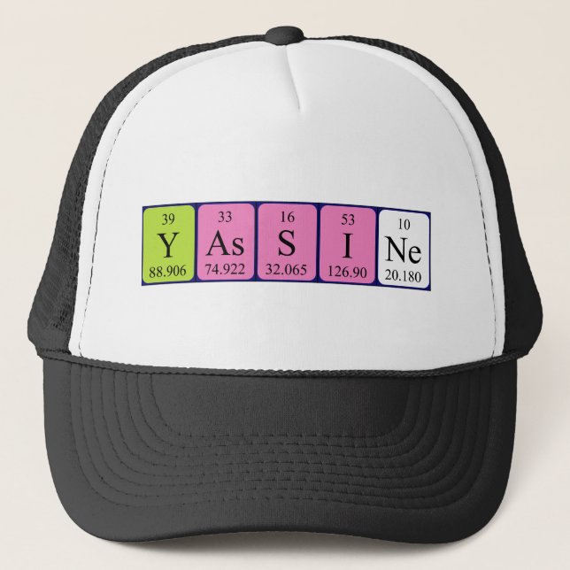 Gorra de nombres de tabla periódica de Yassine (Anverso)