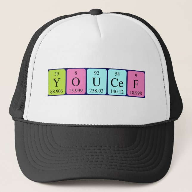 Gorra de nombres de tabla periódica de Youcef (Anverso)