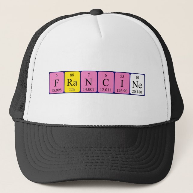 Gorra de nombres de tabla periódica Francine (Anverso)