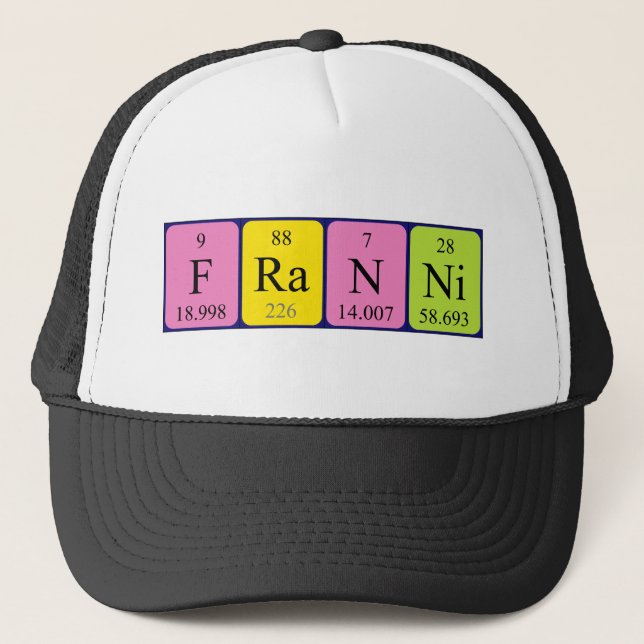Gorra de nombres de tabla periódica Franni (Anverso)