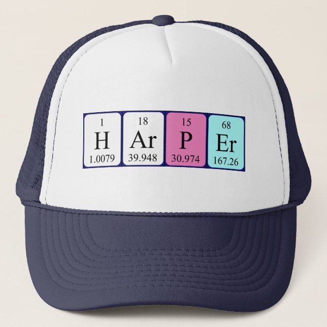Gorra de nombres de tabla periódica Harper (Anverso)