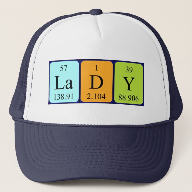 Gorra de nombres de tabla periódica Lady (Anverso)