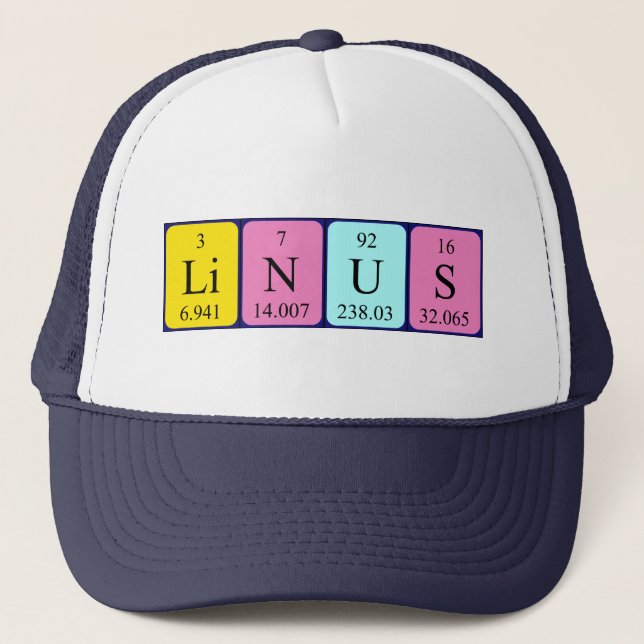 Gorra de nombres de tabla periódica Linus (Anverso)