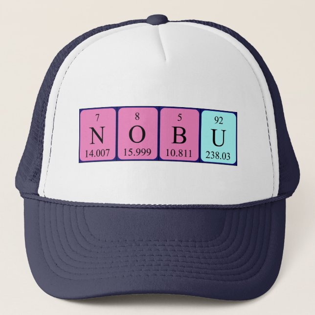 Gorra de nombres de tabla periódica Nobu (Anverso)