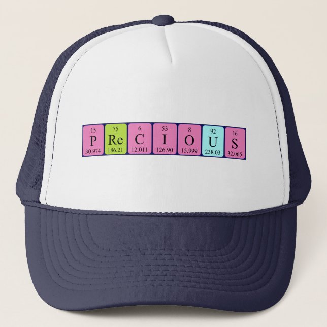 Gorra de nombres de tabla periódica precisa (Anverso)